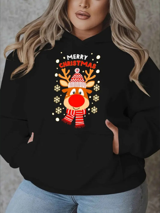 Rudolph The Reindeer Print Women's Hoodie