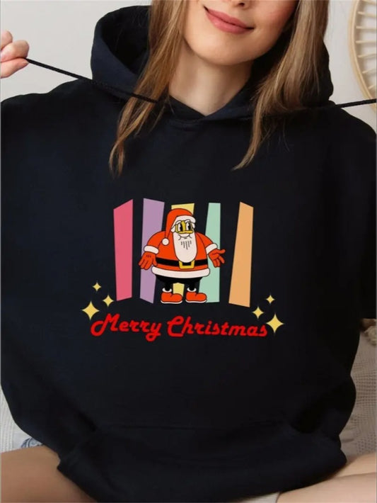 Merry Christmas Santa Claus Print Women's Hoodie