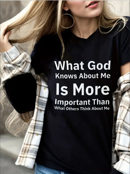 God Knows About Me Women's Print Short Sleeve T-Shirt