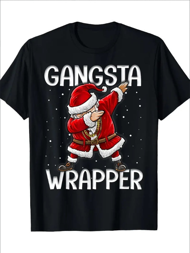 Santa Gansta Wrapper Men's Print Short Sleeve T-Shirt