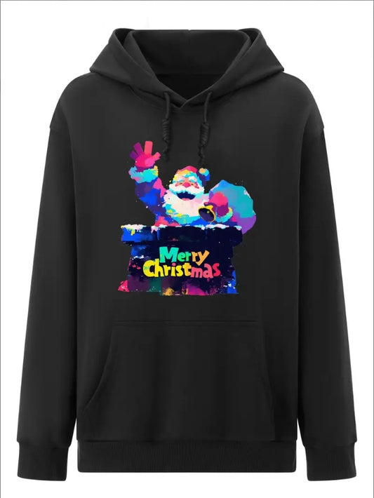 Christmas Graffiti Santa Claus Print Women's Hoodie