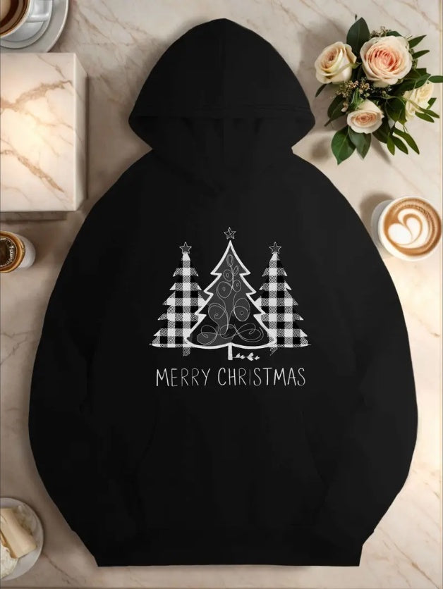 Merry Christmas Tree Print Women's Hoodie