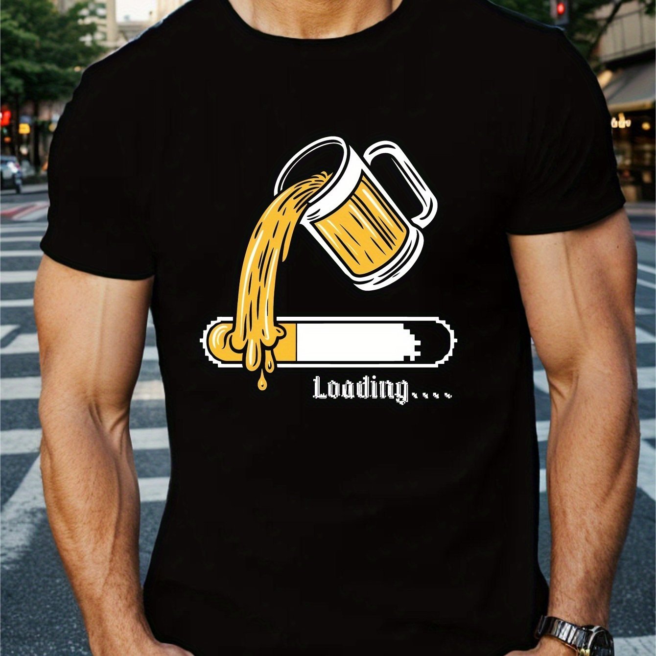 Beer Loading Men's Print Short Sleeve T-Shirt