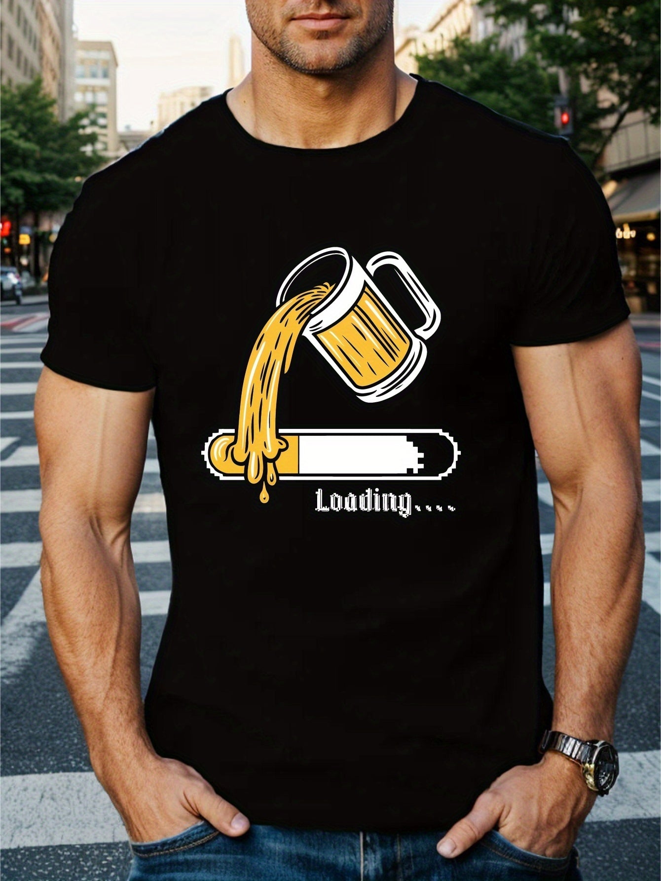 Beer Loading Men's Print Short Sleeve T-Shirt