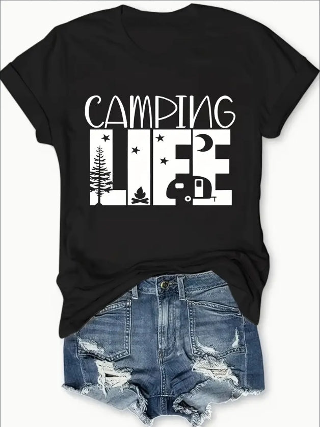 Camping Life Women's Print Short Sleeve T-Shirt