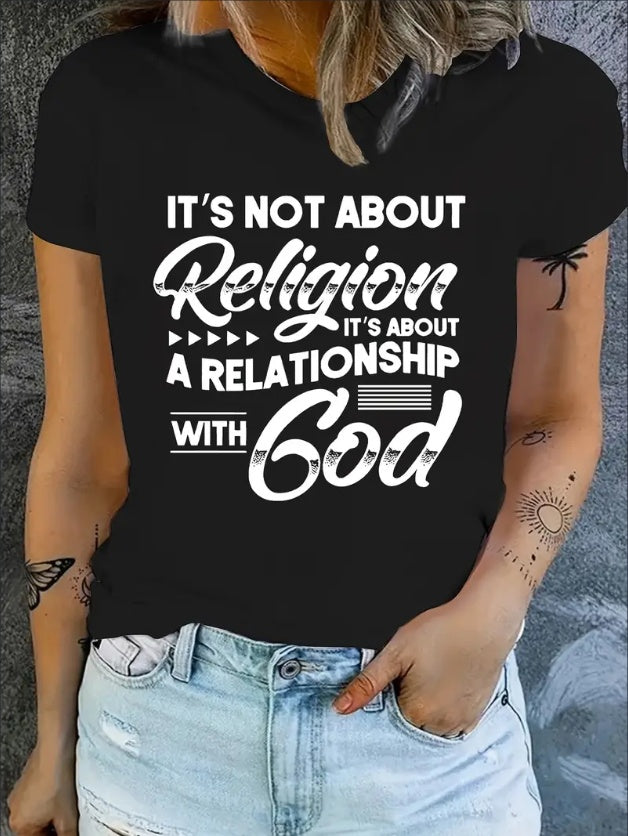 It's Not About Religion Women's Print Short Sleeve T-Shirt