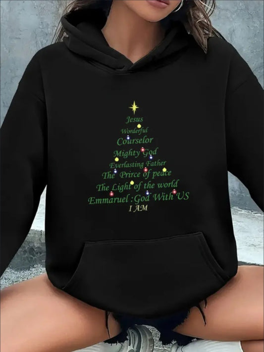 Bible Scripture Christmas Tree Print Women's Hoodie