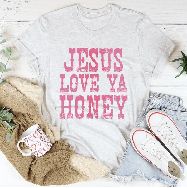 Jesus Love Ya Honey Women's Print Short Sleeve T-Shirt