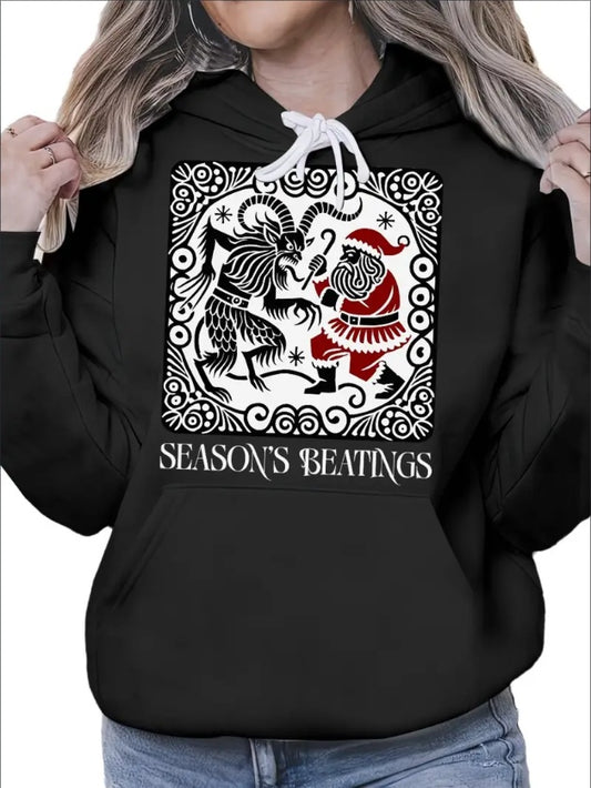 Krampus Vs Santa Graphic Print Women's Hoodie