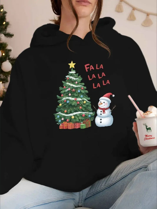 Fa La La La La La Snowman Print Women's Hoodie