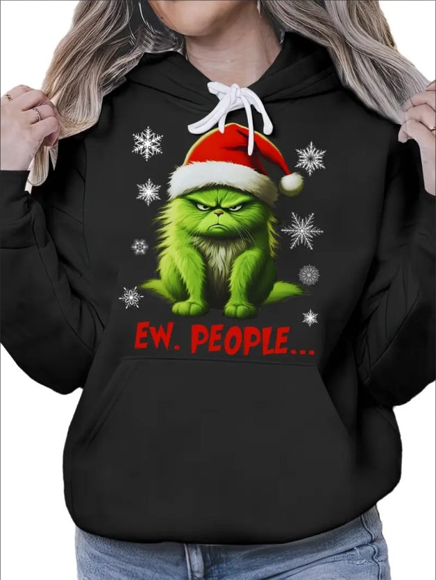 Ew People Grinch Cat Print Women's Hoodie