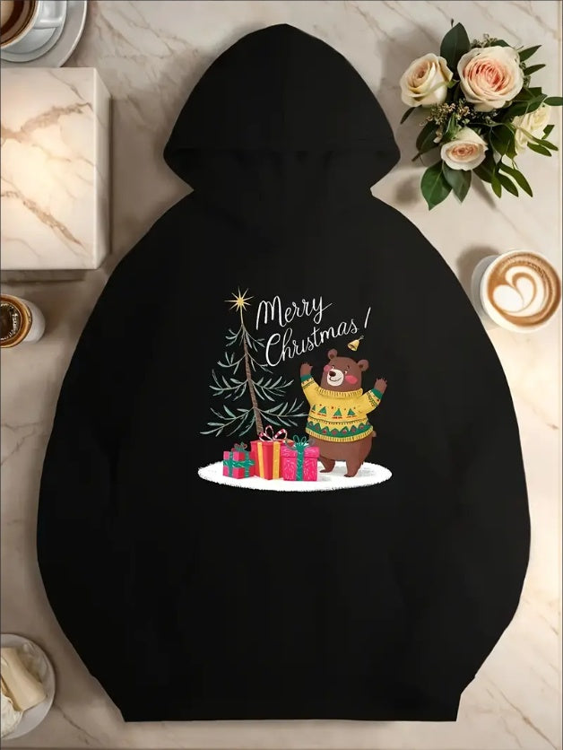 Christmas Teddy Bear Print Women's Hoodie