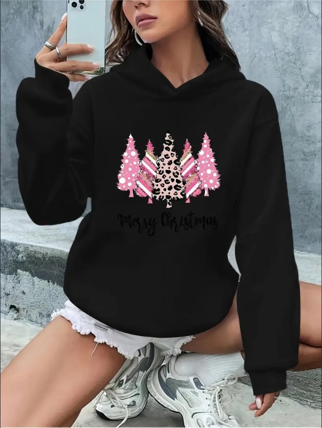 Five Christmas Tree Graphic Women's Hoodie