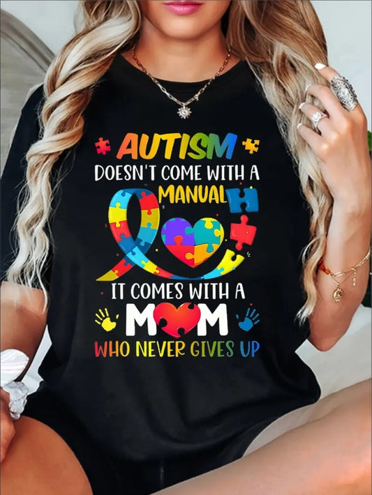 Autism Awareness Women's Print Short Sleeve T-Shirt