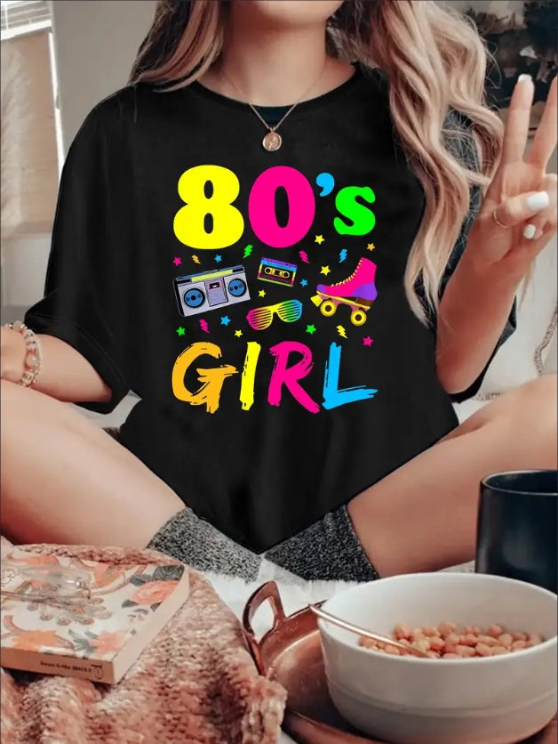 80's Girl Women's Print Short Sleeve T-Shirt